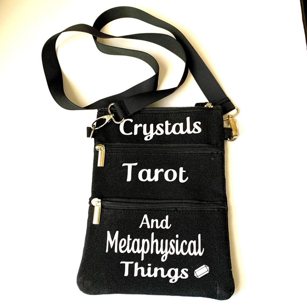 Goddess Black Bag with 3 pockets, zippers and metal hardware. Custom made. NWOT